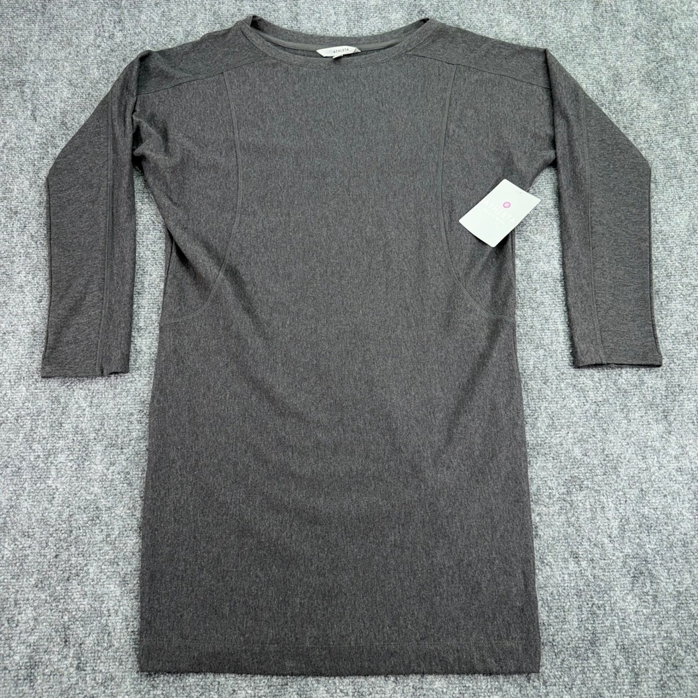Athleta Salinas Sweatshirt Dress Medium Petite Gray Long Sleeve $98 MSRP NWT